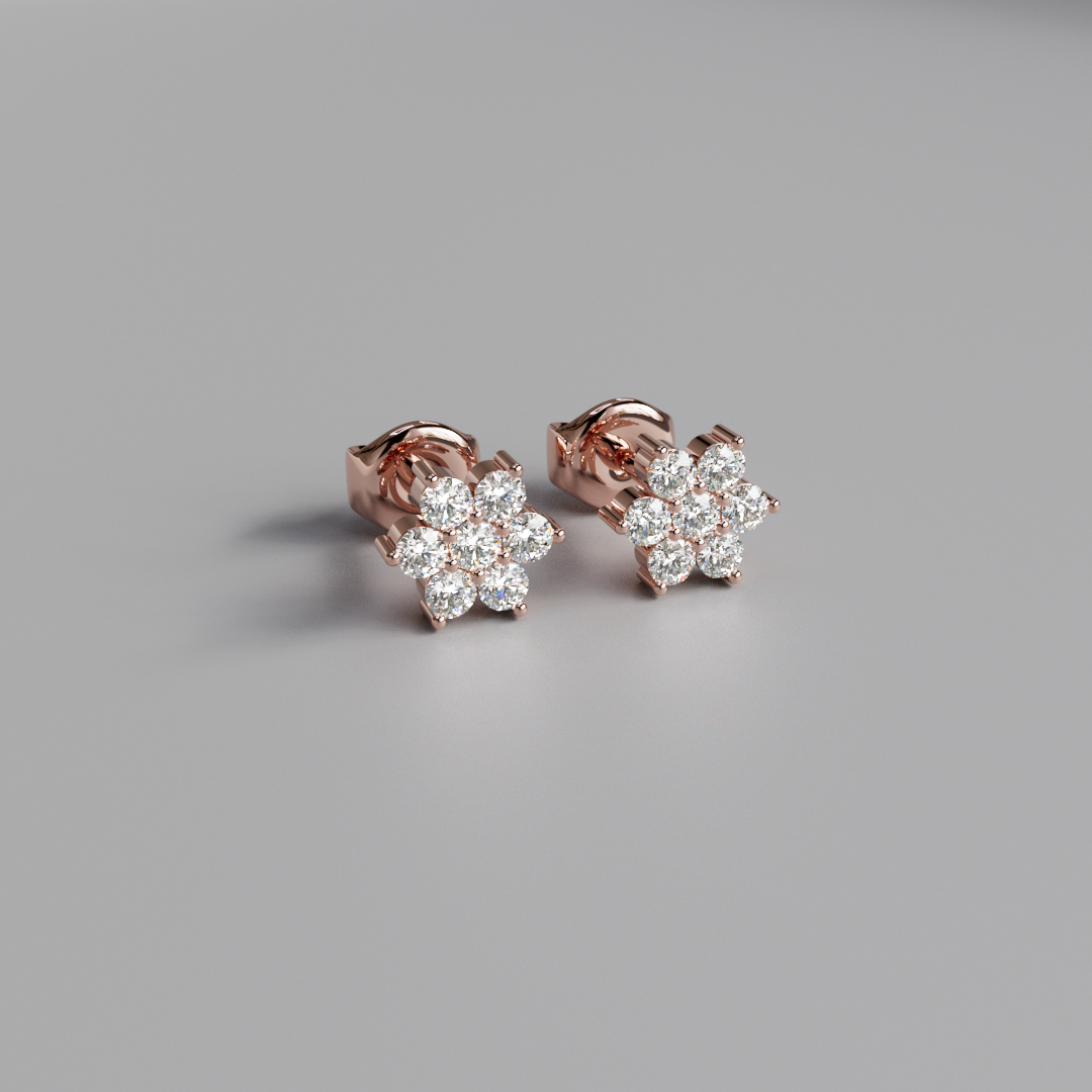 Diamond Flower Earstuds