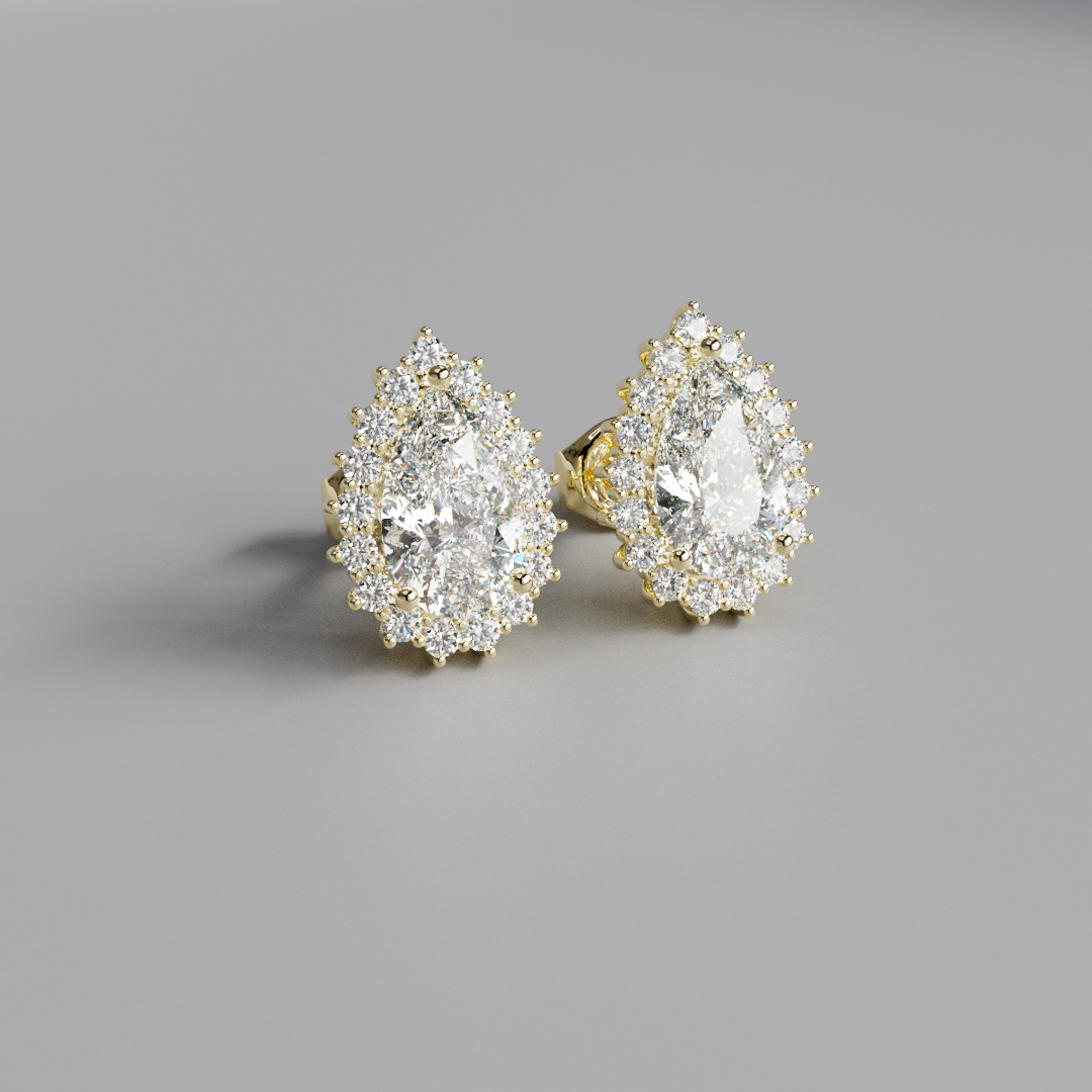 Pear Diamond Halo Earstuds - 2.5ct