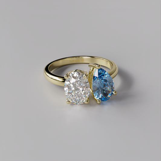 Toi et Moi Ring Oval & Pear - Yellow Gold