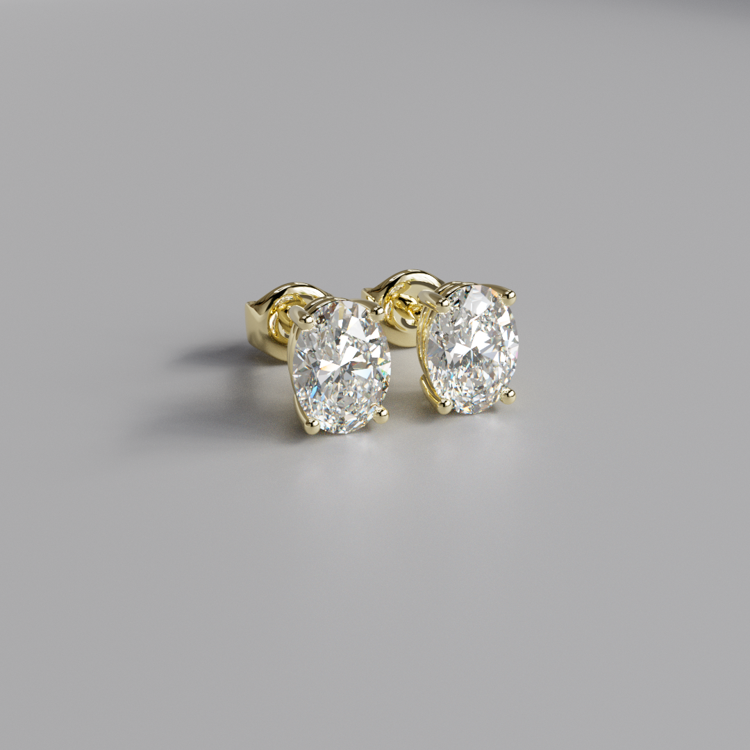 Oval Diamond Earstuds - 2ct