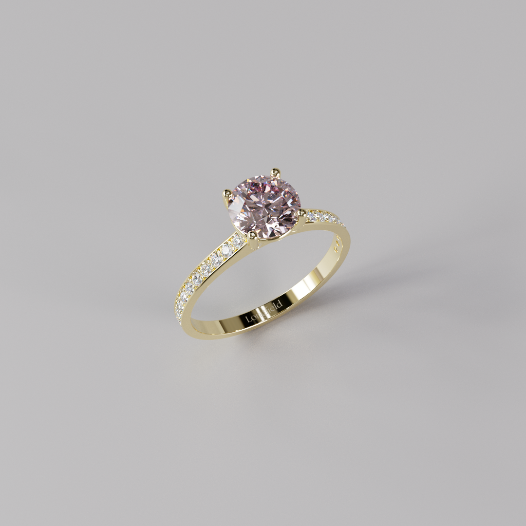 Pink Round Diamond Pave Ring - 1ct