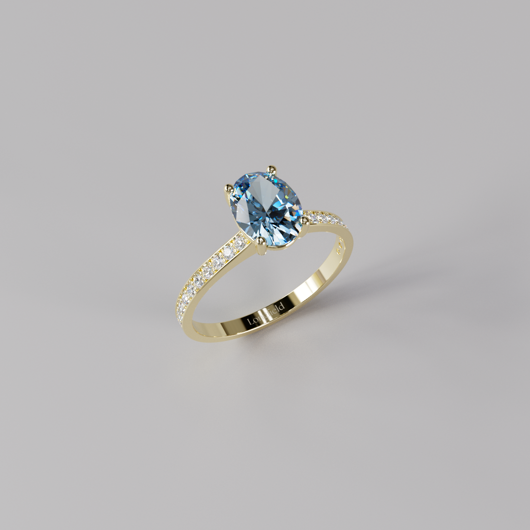Blue Oval Diamond Pave Ring - 1ct