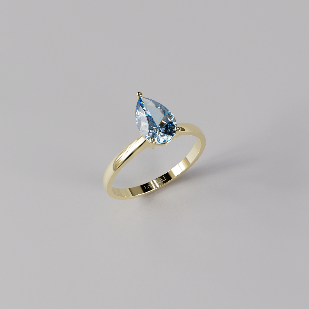 Blue Pear Diamond Ring - 1ct