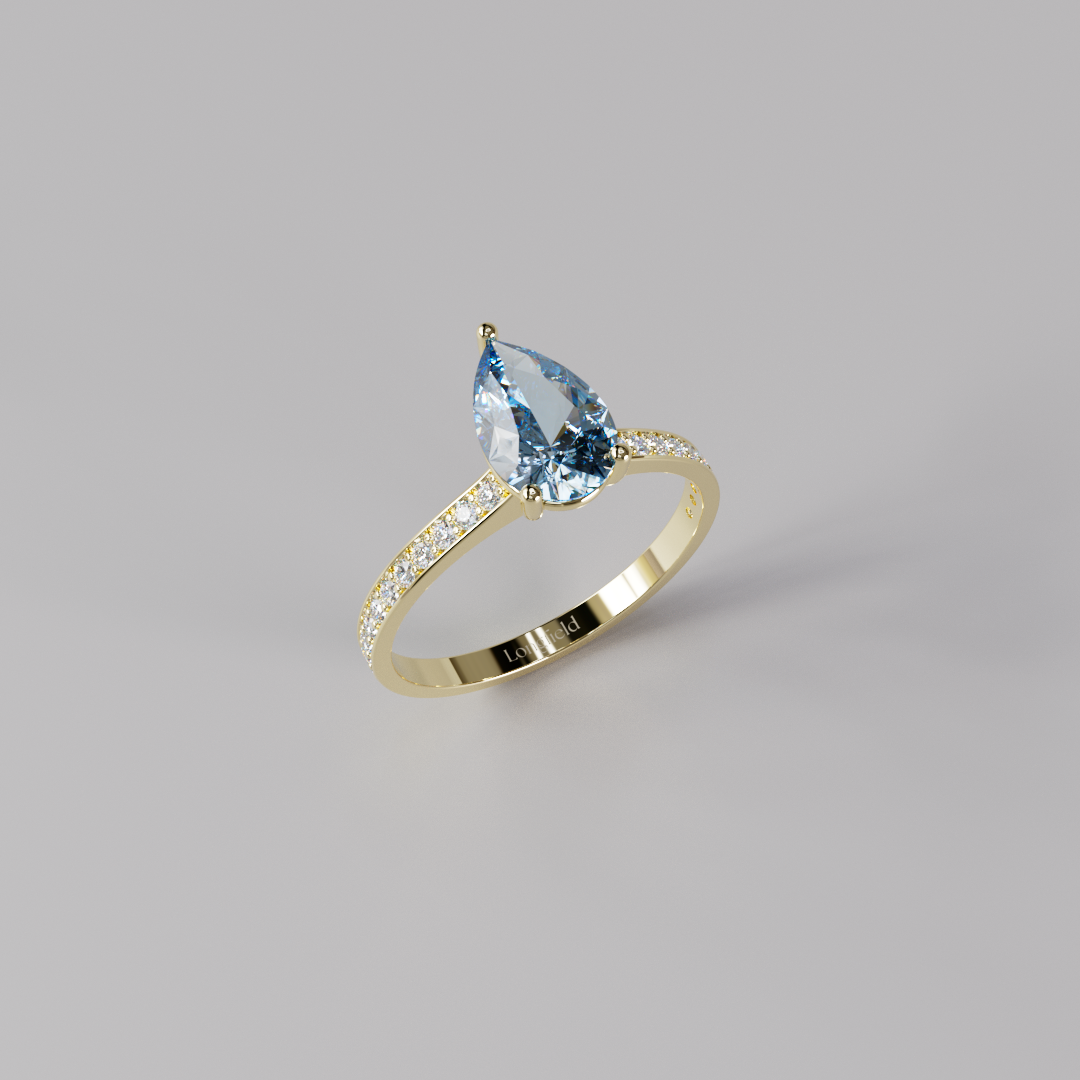 Blue Pear Diamond Pave Ring - 1ct