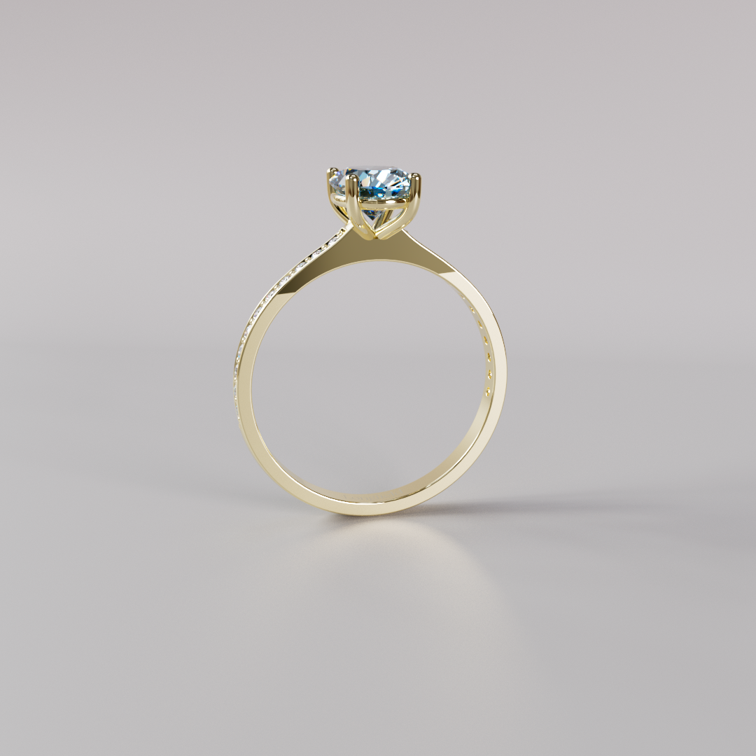 Blue Oval Diamond Pave Ring - 1ct