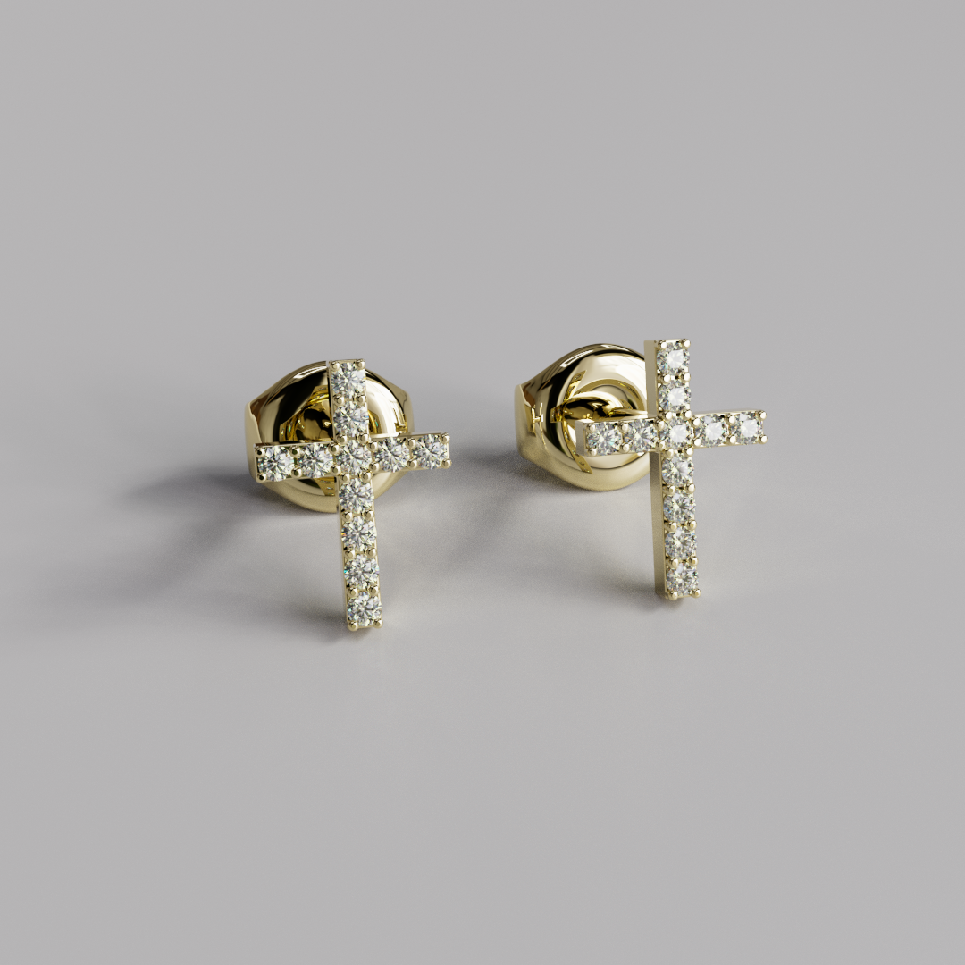Diamond Cross Earstuds