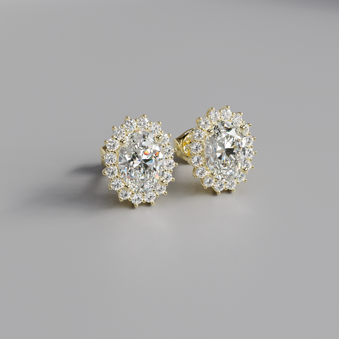 Oval Diamond Halo Earstuds - 2.5ct