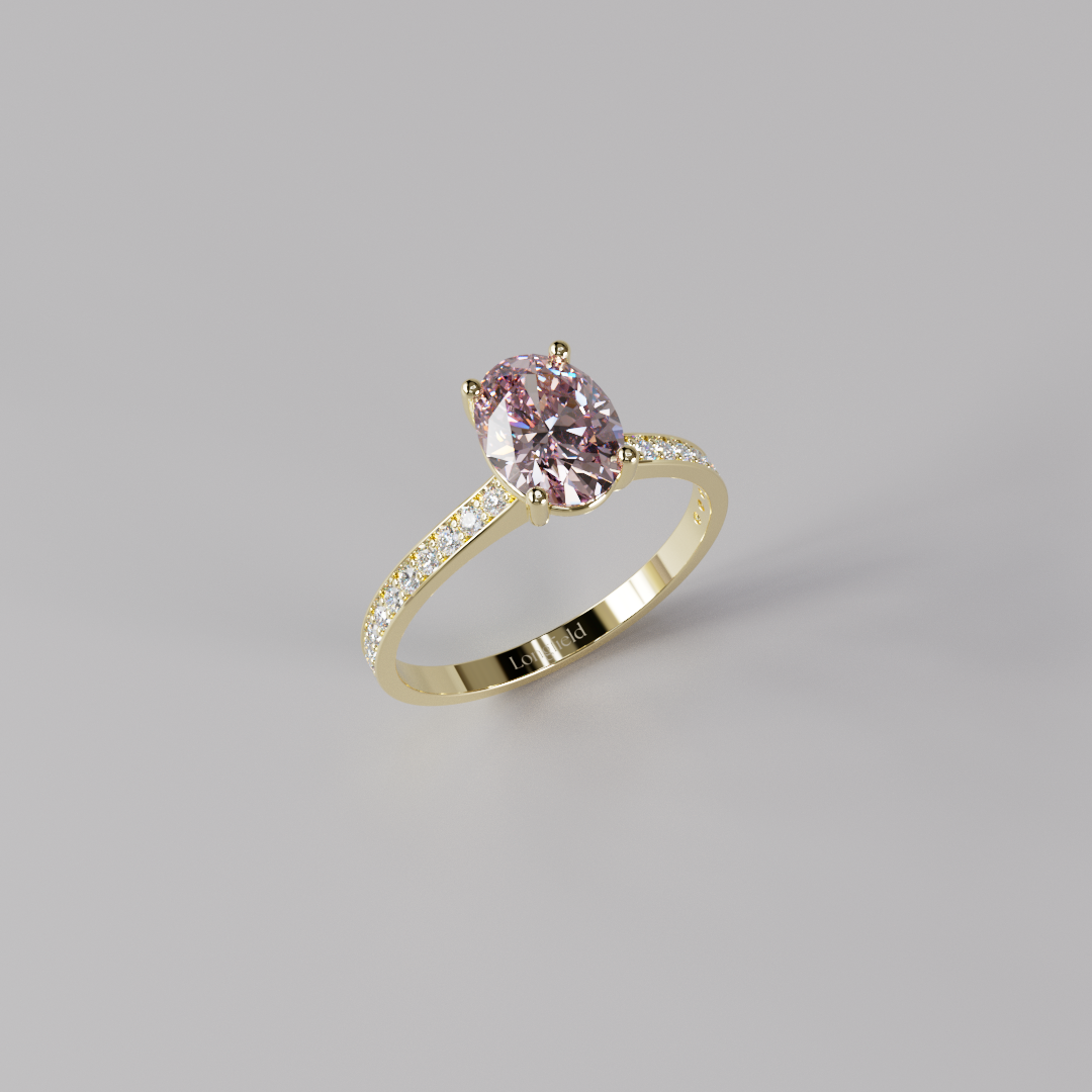 Pink Oval Diamond Pave Ring - 1ct
