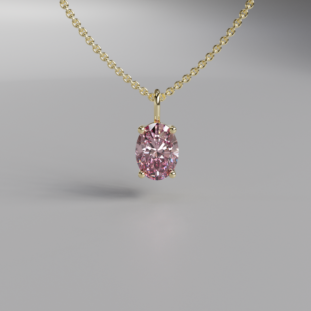 Pink Oval Diamond Pendant - 1ct