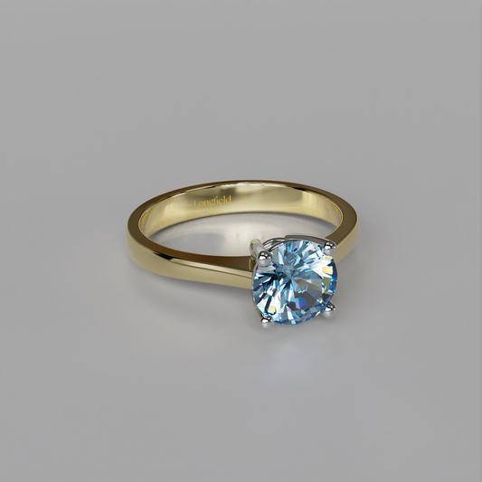 The Love Solitaire Blue - Two Tone Yellow White Gold