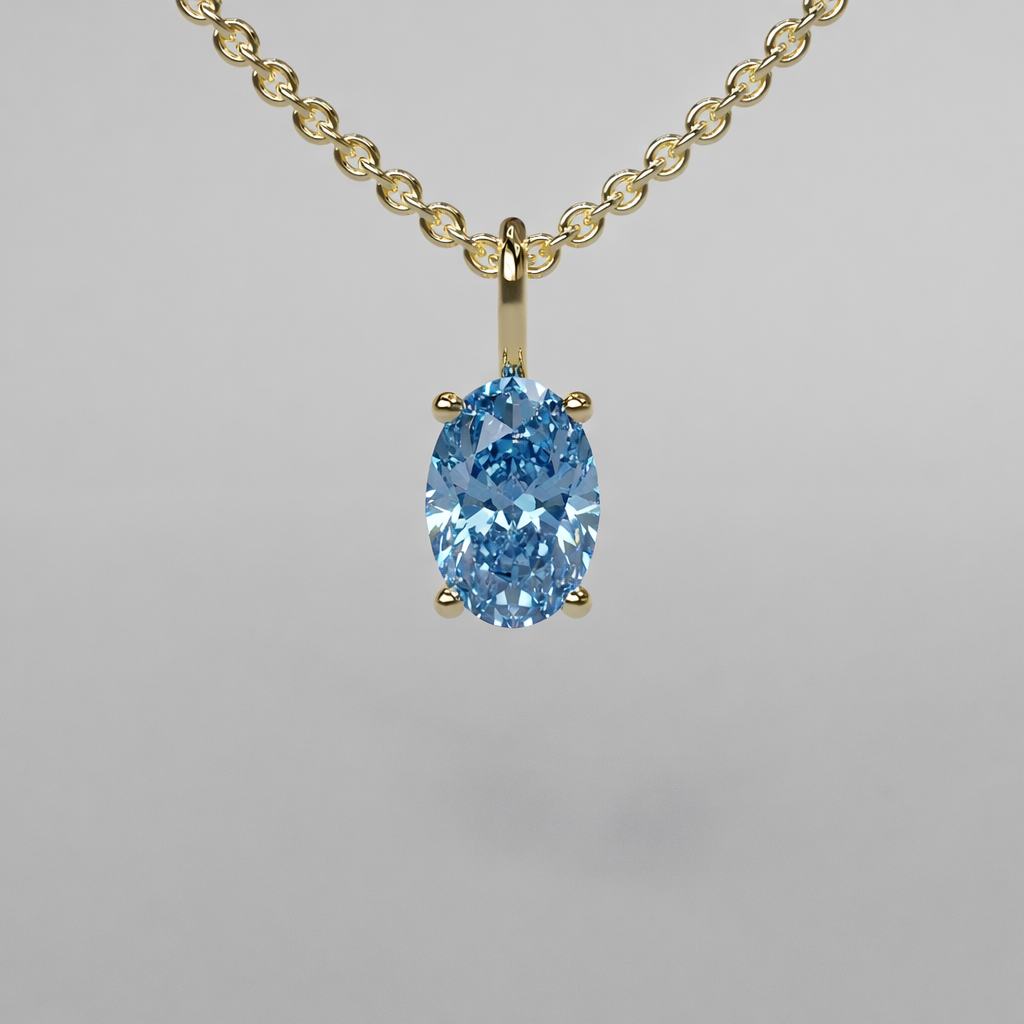Blue Oval Diamond Pendant - 0.5ct