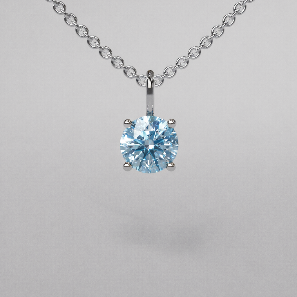 Blue Round Diamond Pendant - 0.5ct