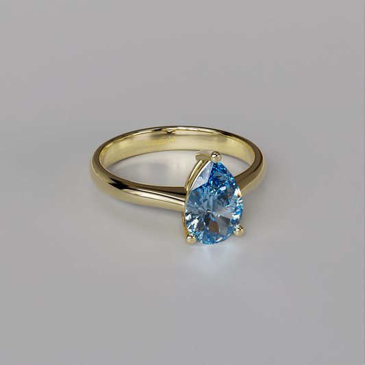 The Drop Solitaire Blue - Yellow Gold