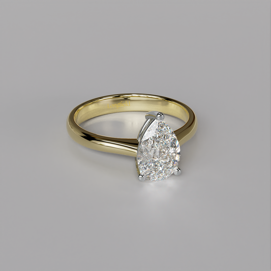 The Drop Solitaire - Two Tone Yellow White Gold