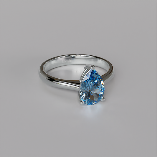 The Drop Solitaire Blue - White Gold