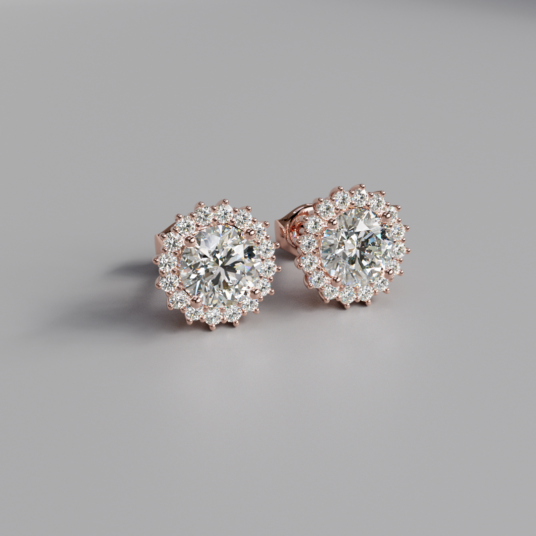Round Diamond Halo Earstuds - 2.5ct