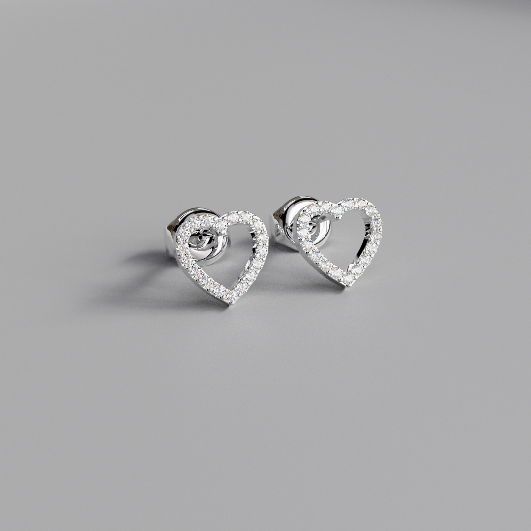 Diamond Heart Earstuds