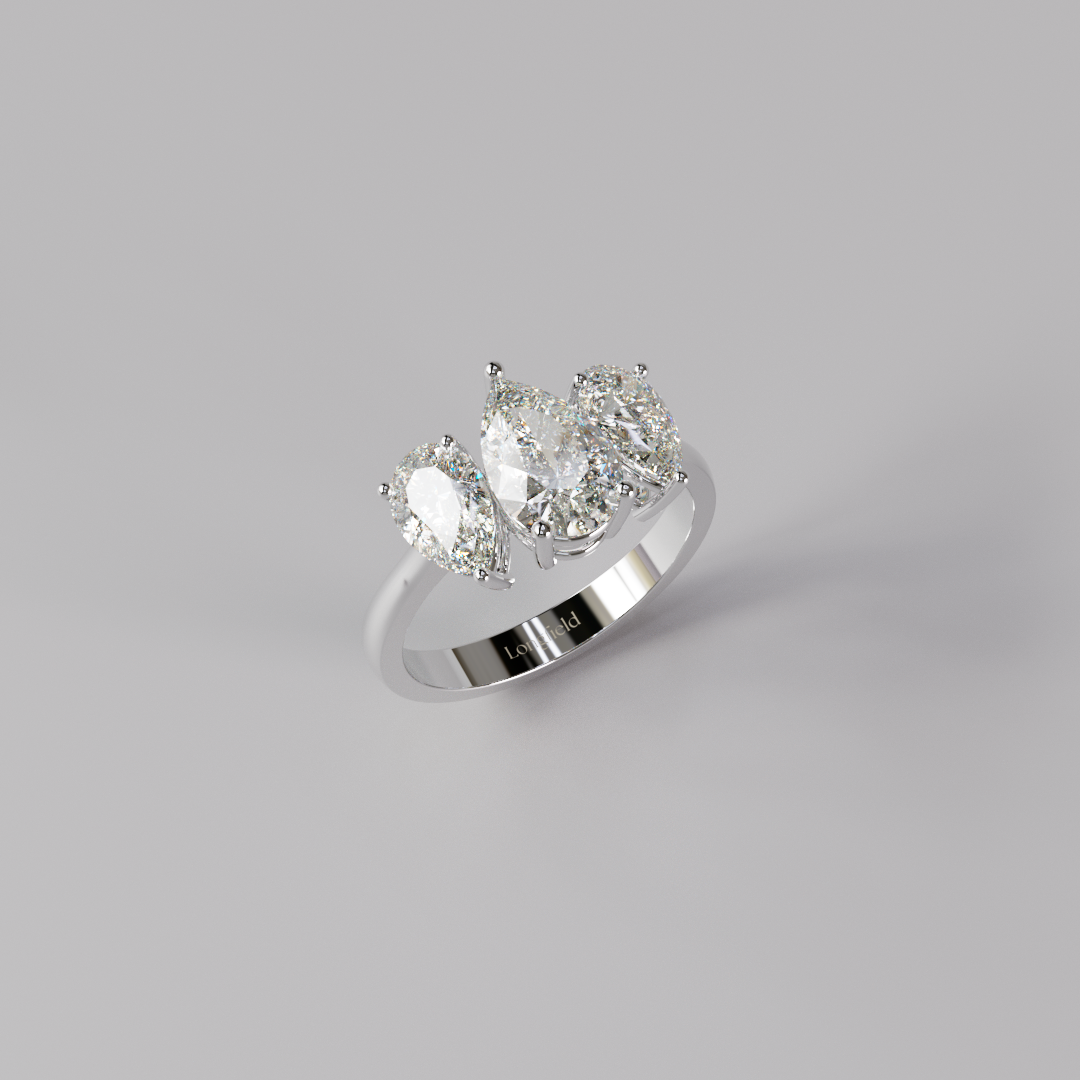 Trilogy Pear Diamond Ring - 2ct