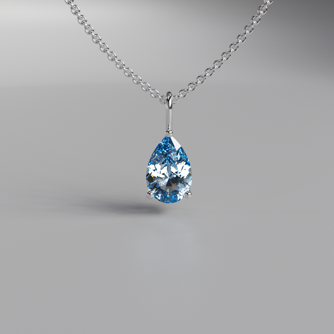 Blue Pear Diamond Pendant - 1ct
