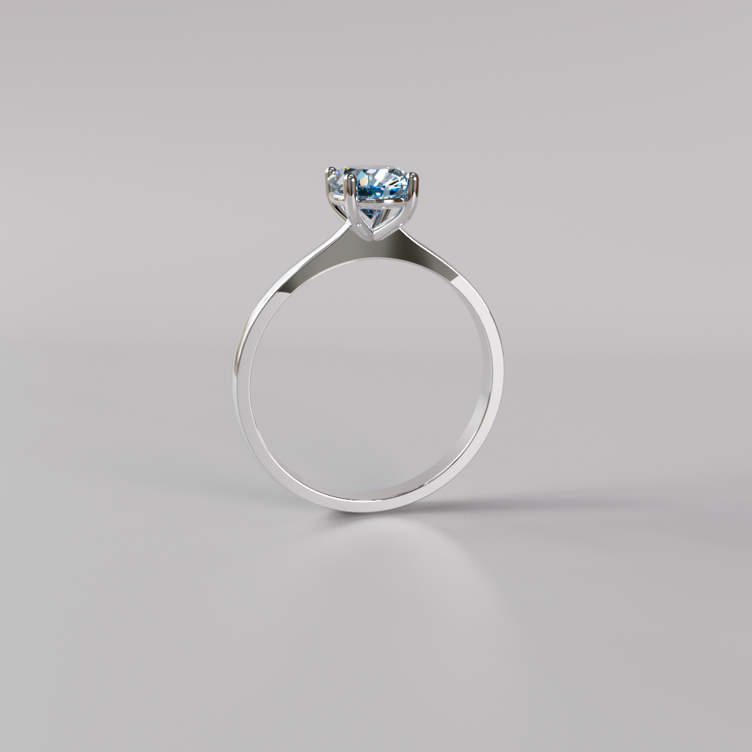 Blue Oval Diamond Ring - 1ct