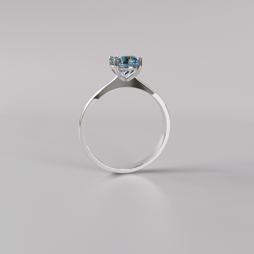 Blue Round Diamond Ring - 1ct