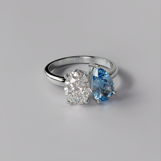 Toi et Moi Ring Oval & Pear - White Gold