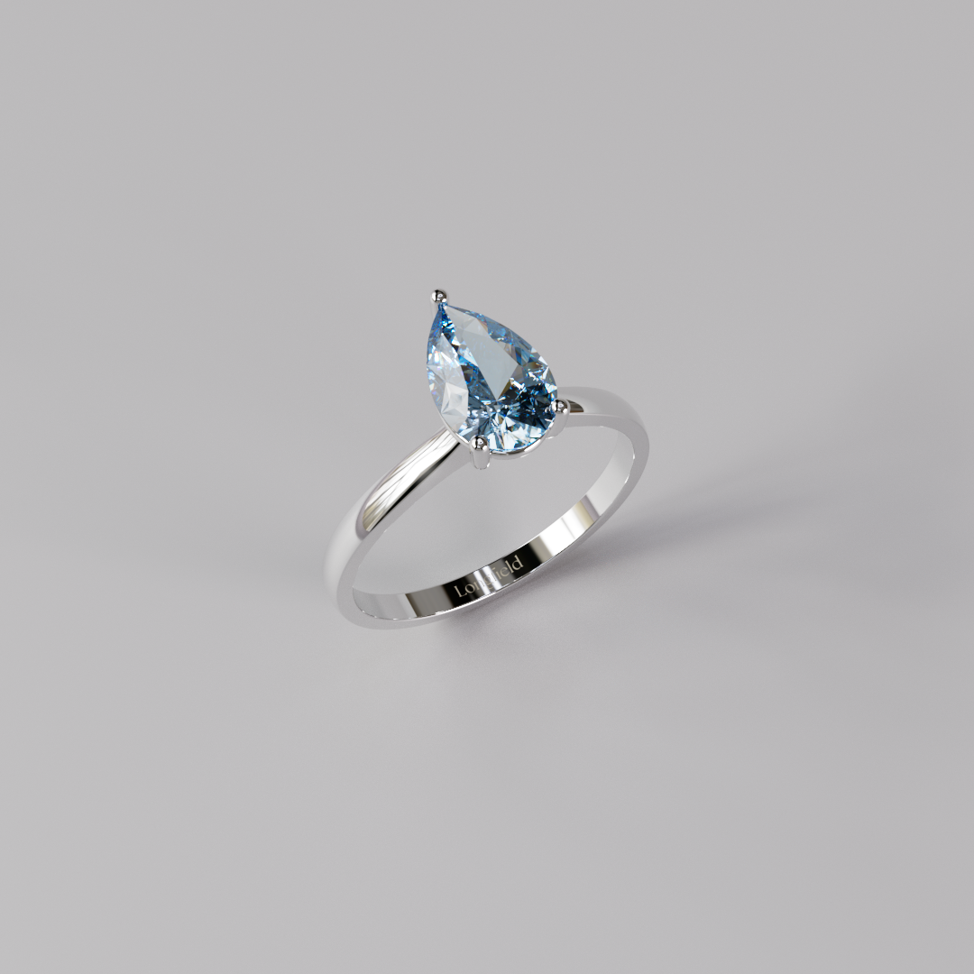 Blue Pear Diamond Ring - 1ct