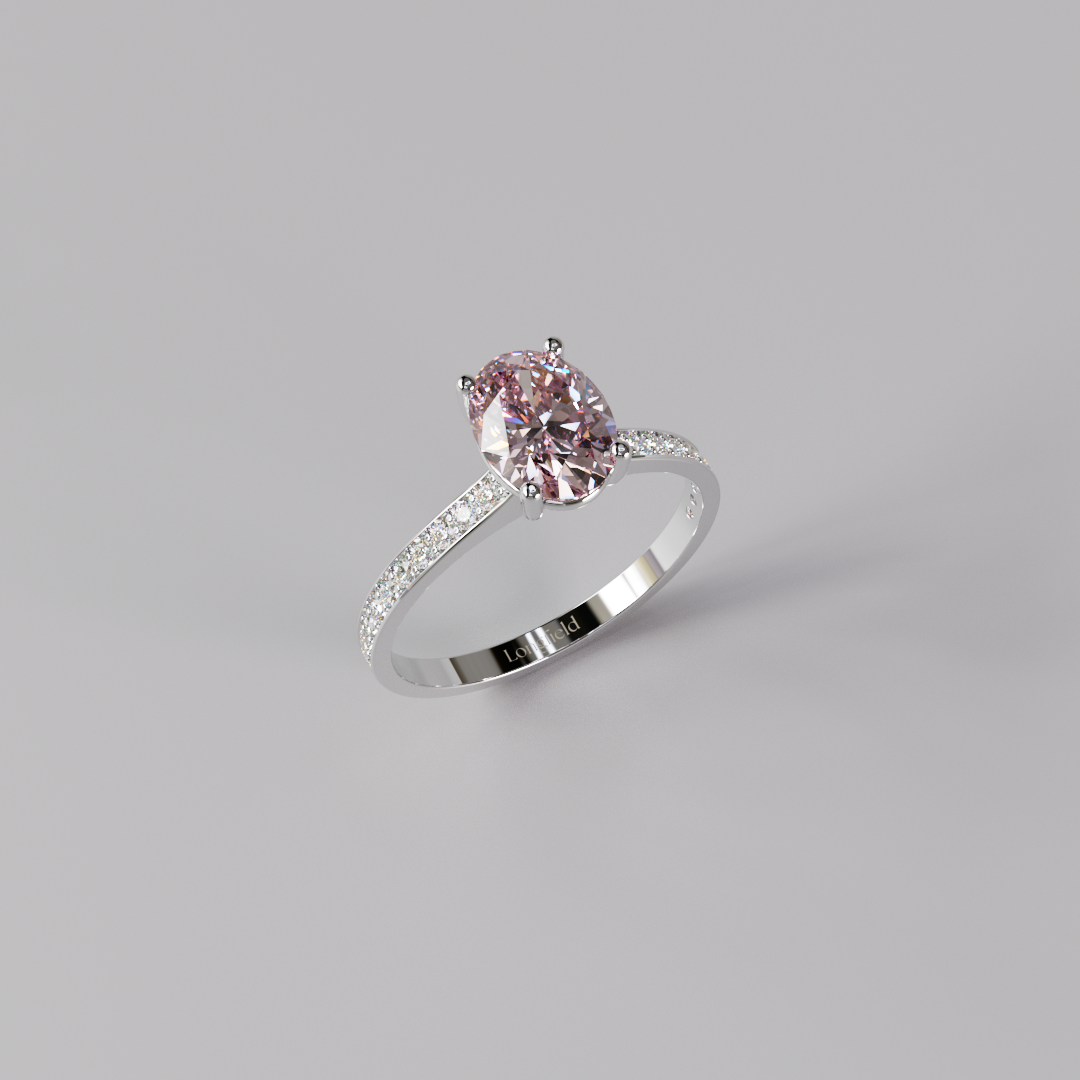Pink Oval Diamond Pave Ring - 1ct