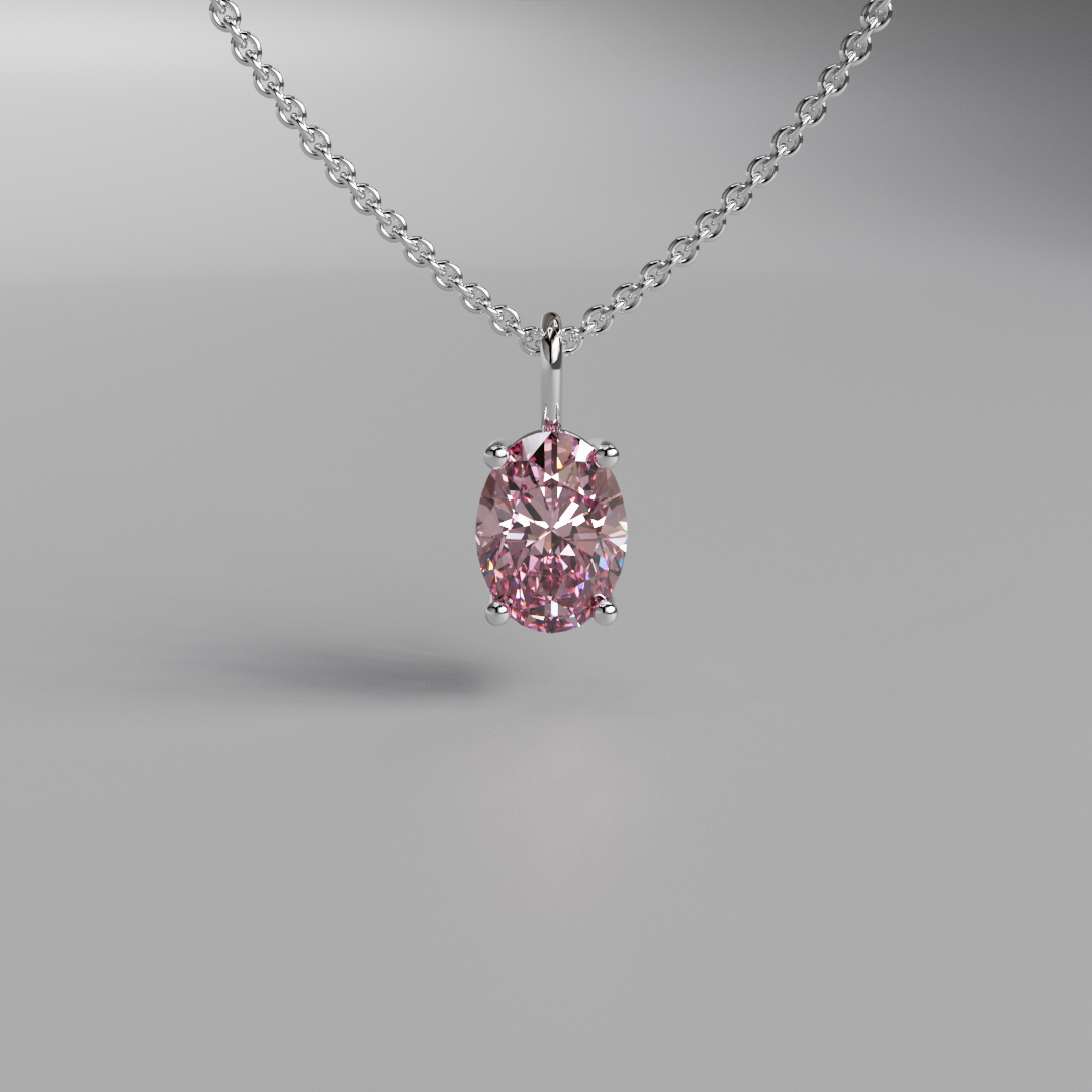 Pink Oval Diamond Pendant - 1ct