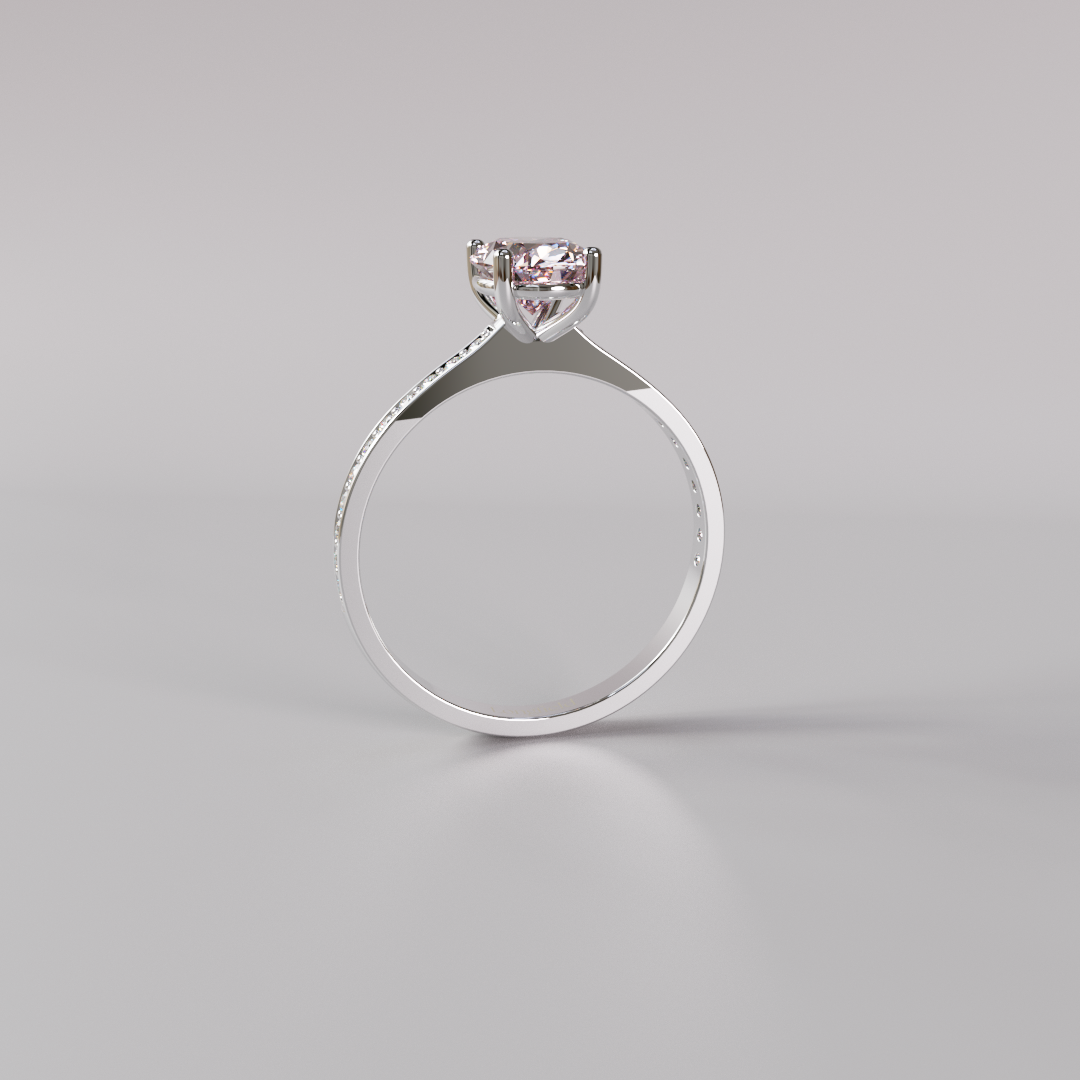 Pink Oval Diamond Pave Ring - 1ct