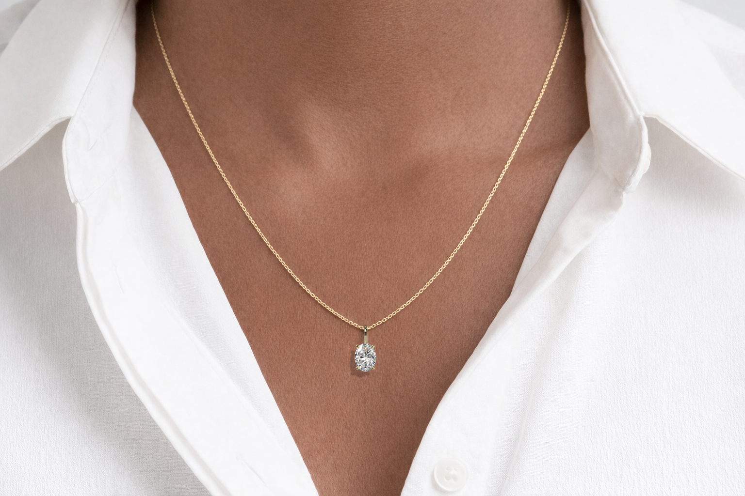 Oval Diamond Pendant - 1ct