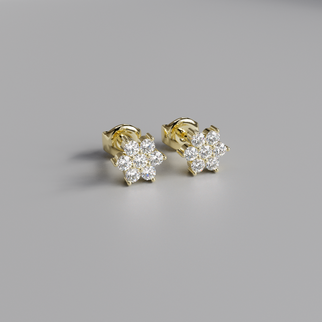 Diamond Flower Earstuds
