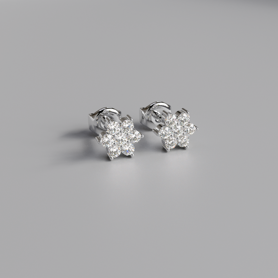 Diamond Flower Earstuds