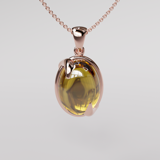 Citrine Pendant - Rose Gold