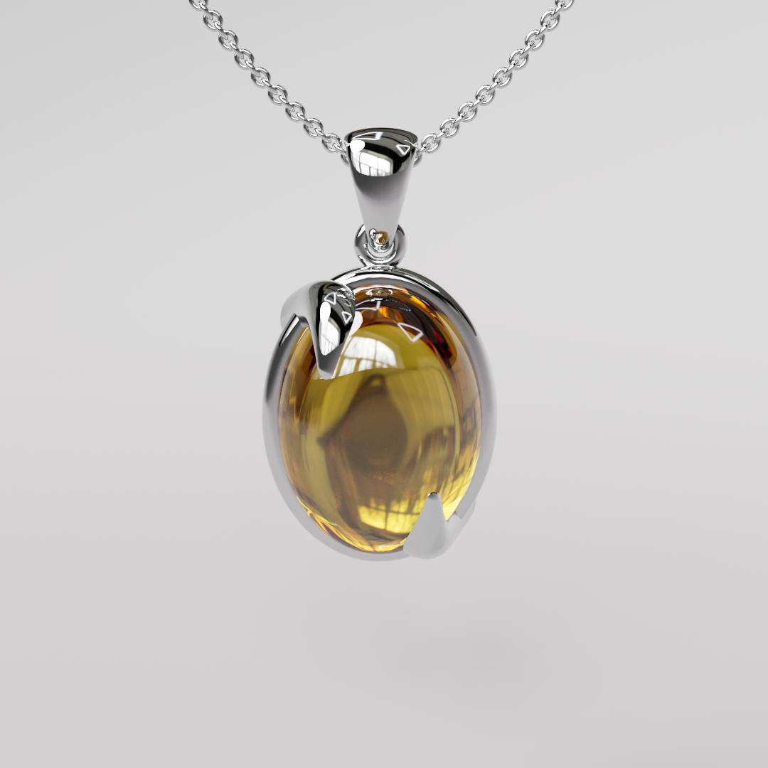 Citrine Pendant - White Gold