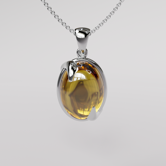 Citrine Pendant - White Gold