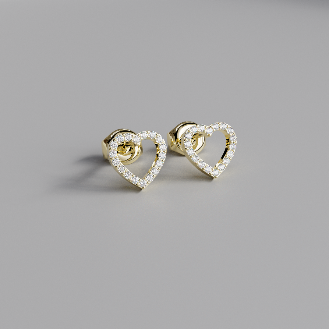 Diamond Heart Earstuds