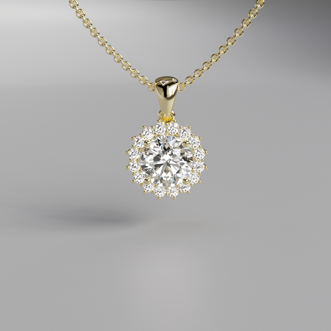 Round Diamond Halo Pendant - 1ct