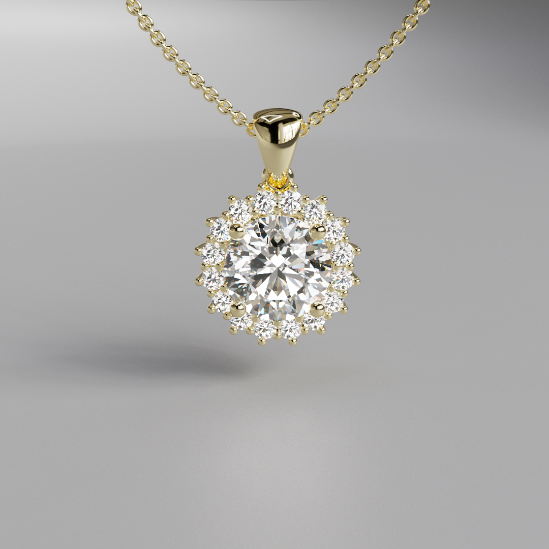 Round Diamond Halo Pendant - 2ct