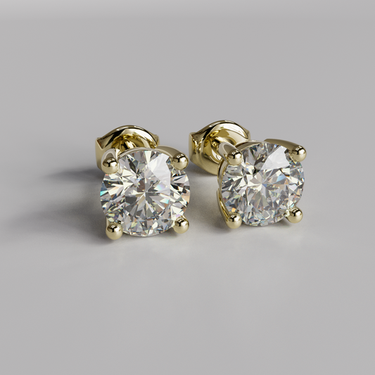 Diamond Earstuds (L) - Yellow Gold