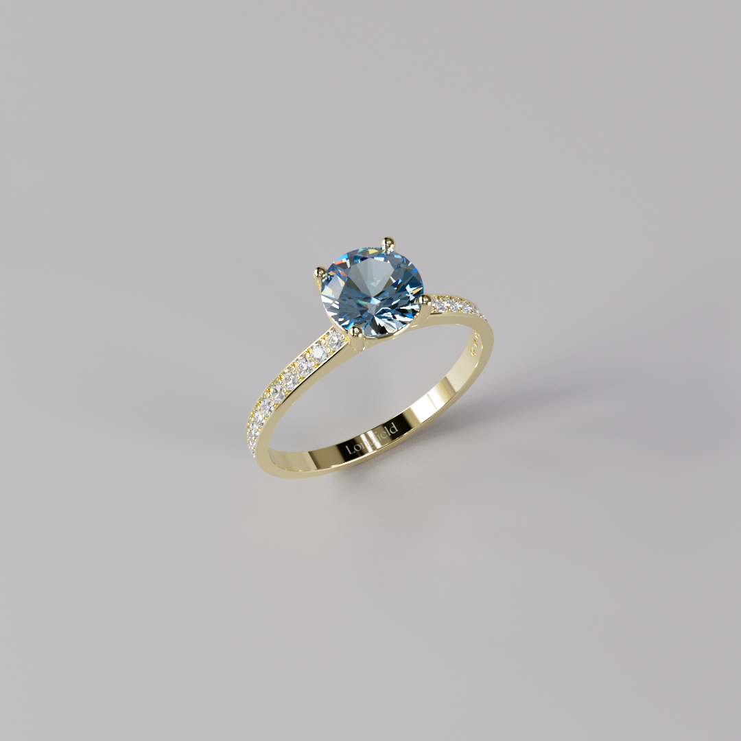 Blue Round Diamond Pave Ring - 1ct
