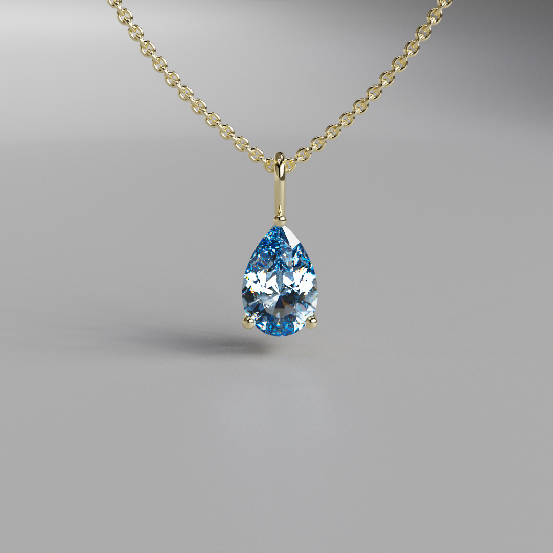 Blue Pear Diamond Pendant - 1ct