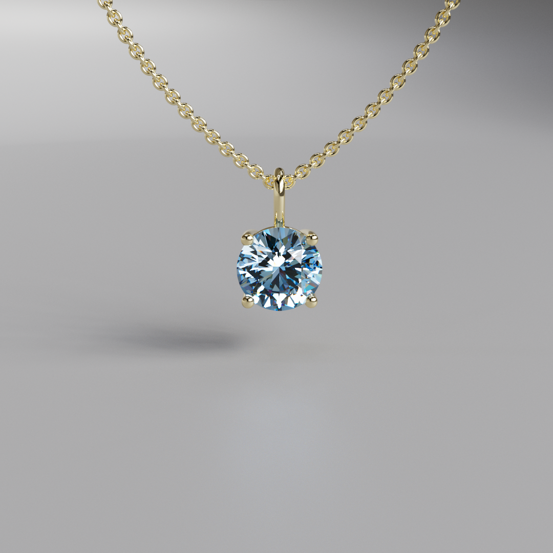 Blue Round Diamond Pendant - 1ct