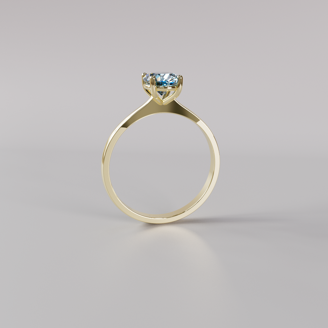 Blue Oval Diamond Ring - 1ct