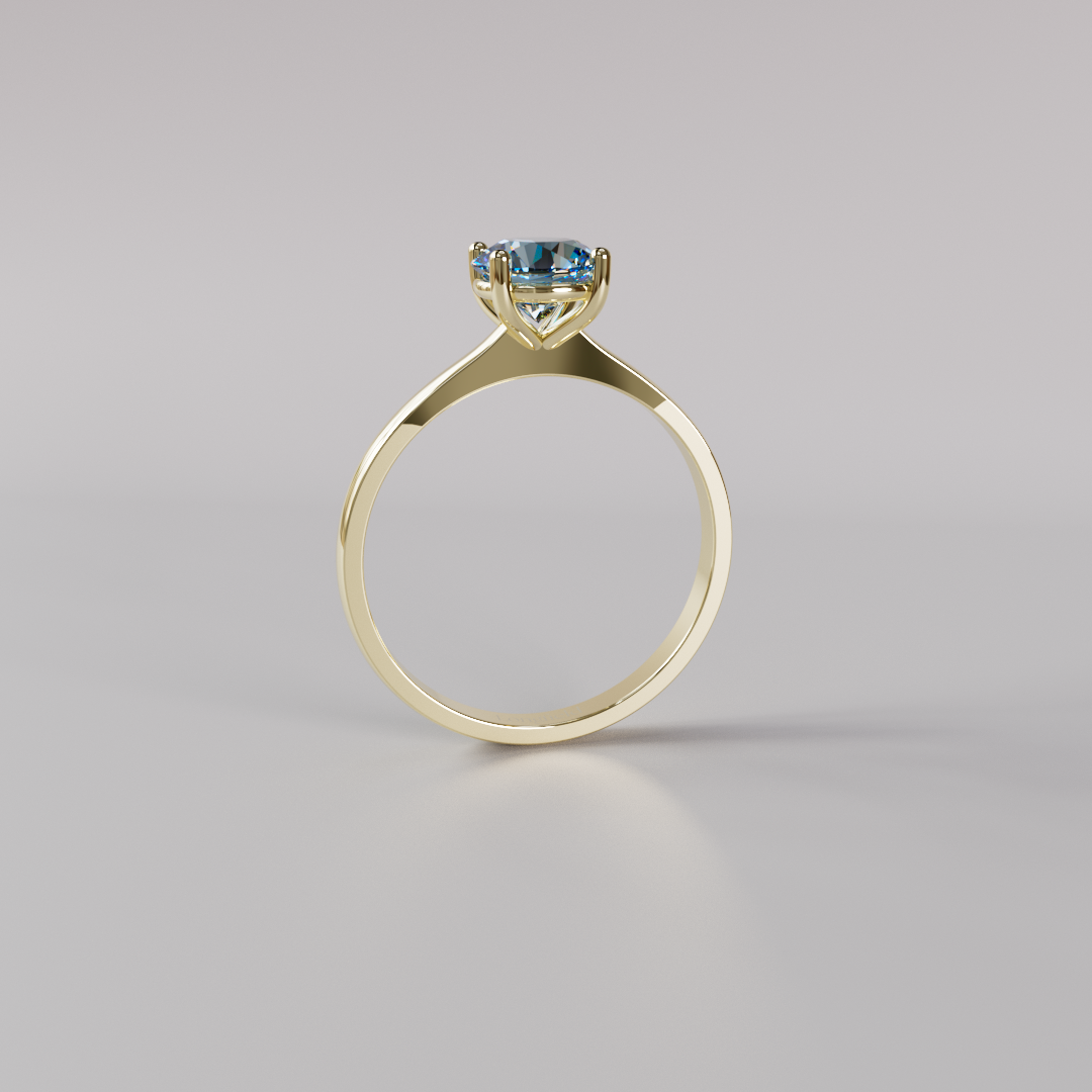 Blue Round Diamond Ring - 1ct