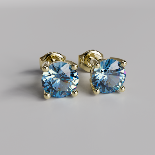 Blue Diamond Earstuds (L) - Yellow Gold