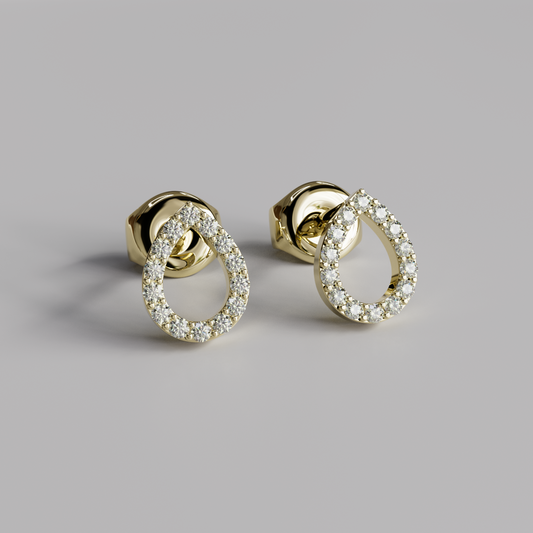 Diamond Drop Earstuds - Yellow Gold