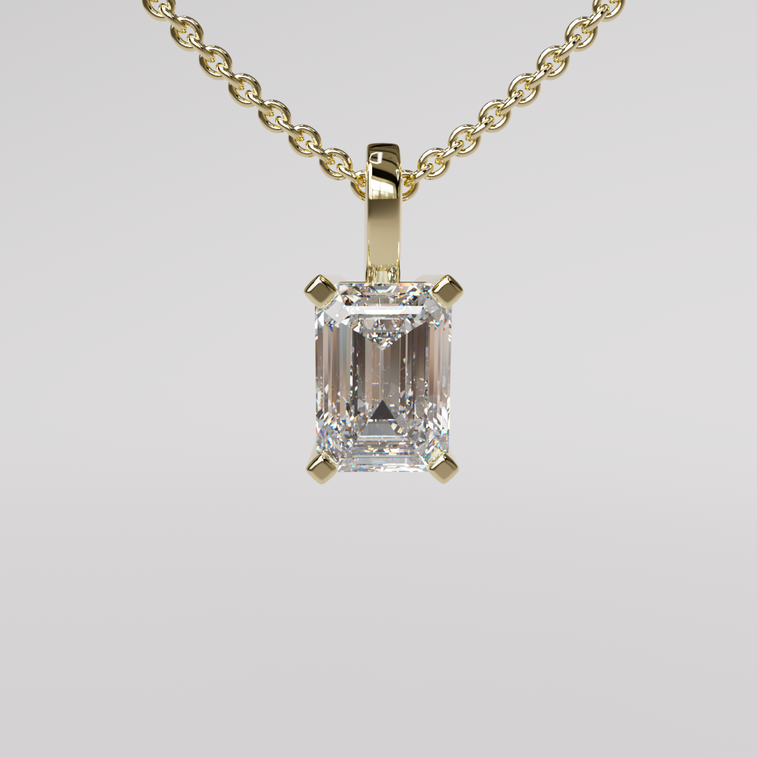 Emerald Diamond Pendant - Yellow Gold