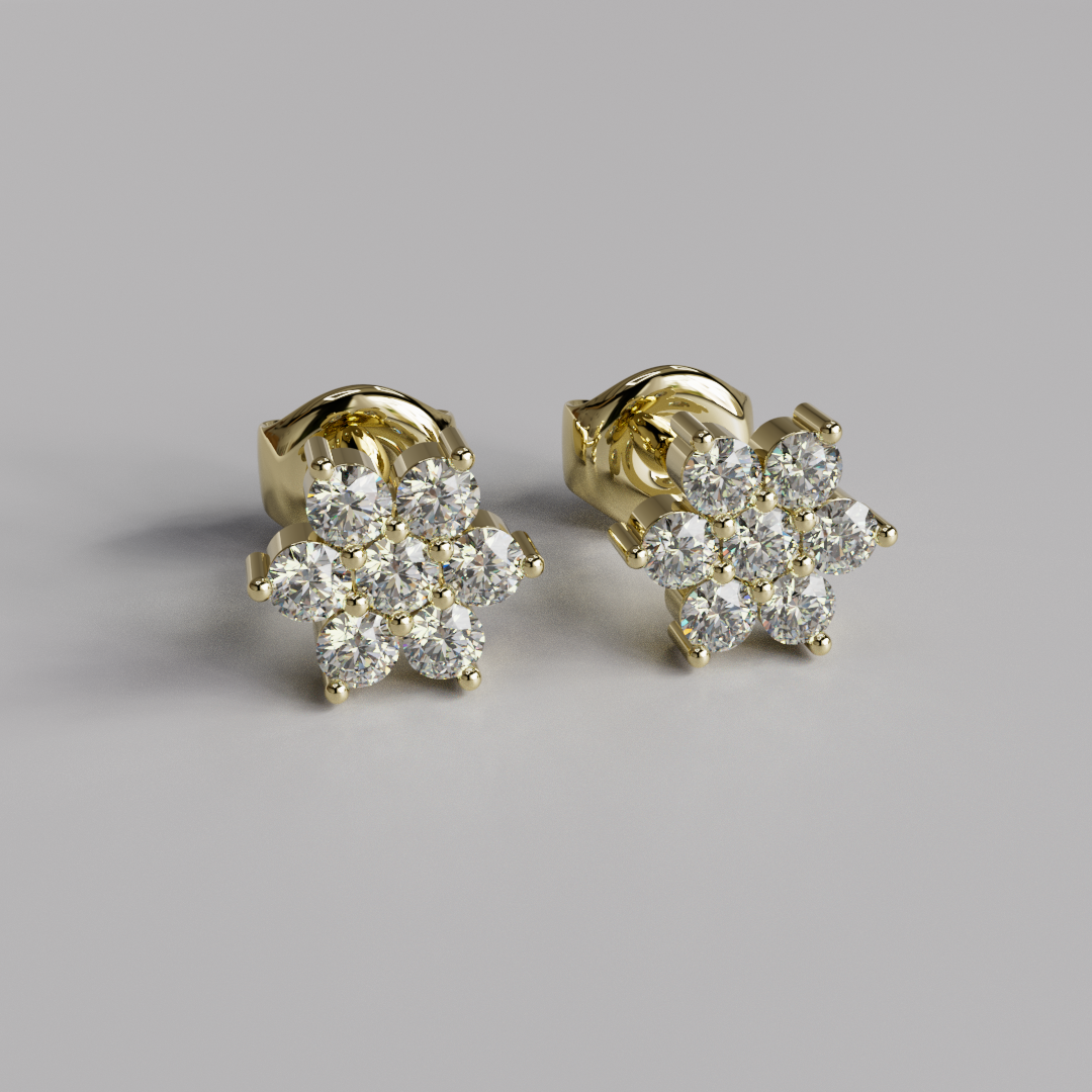 Diamond Flower Earstuds