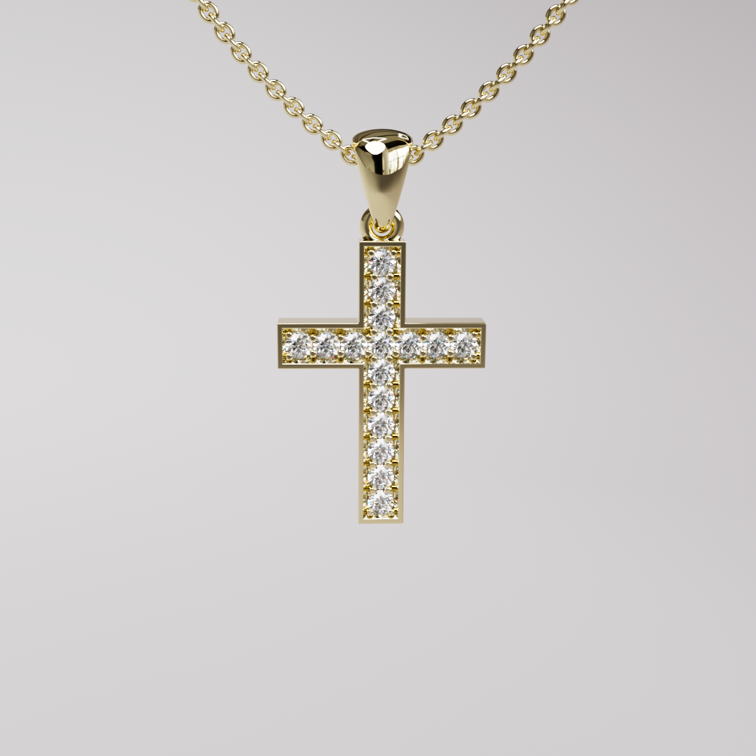 Diamond Cross Pendant - Yellow Gold
